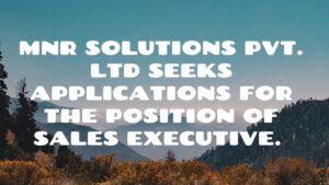 MNR Solutions Pvt. Ltd Seeks Applications For The Position Of Sales Executive.